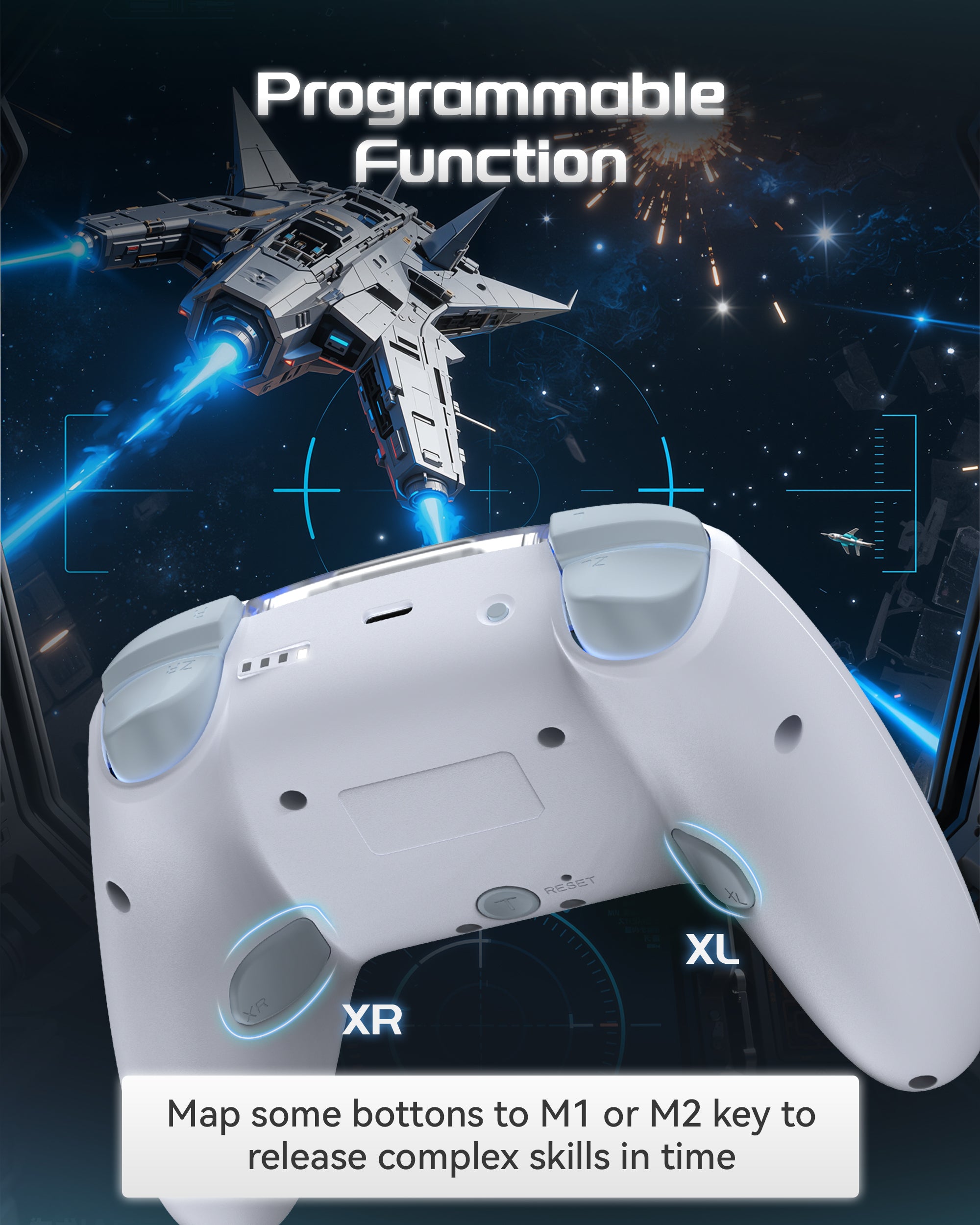 SIMDU Starship-01 Wireless Game Controller with RGB Lighting, Hall Effect Joysticks & Motion Control