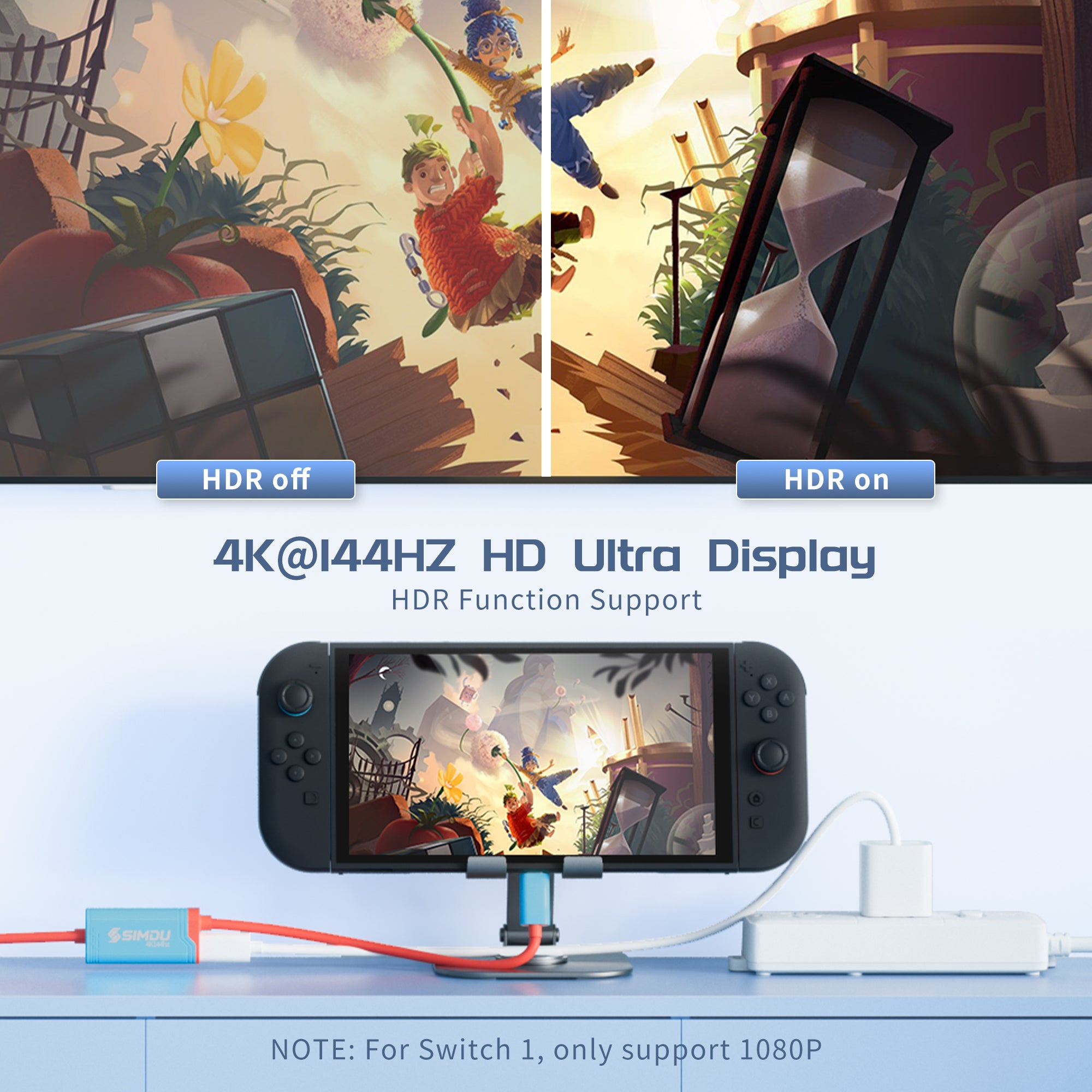 SIMDU Screen Mirroring Cable – 4K@144Hz / 4K@60Hz forSwitch 2