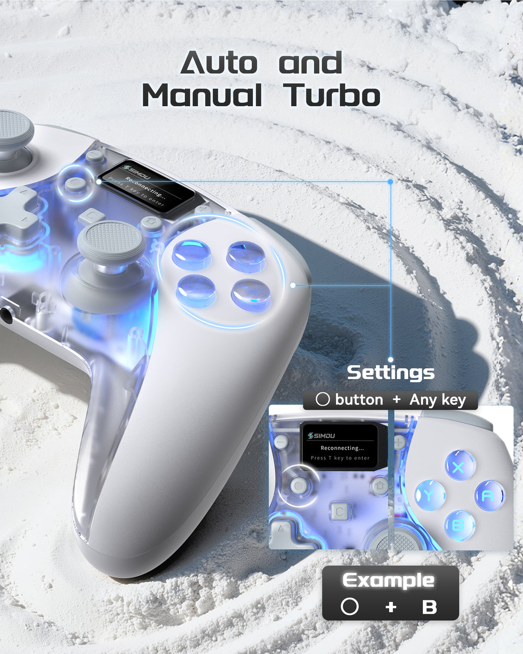 SIMDU Starship-01 Wireless Game Controller with RGB Lighting, Hall Effect Joysticks & Motion Control