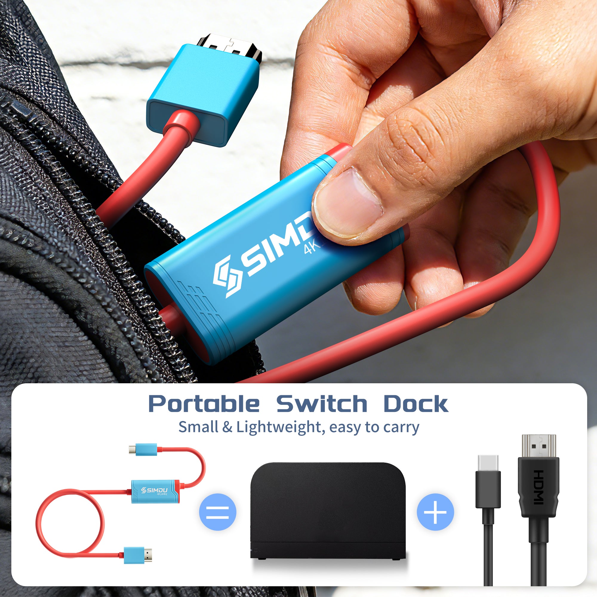 SIMDU Screen Mirroring Cable – 4K@144Hz / 4K@60Hz forSwitch 2