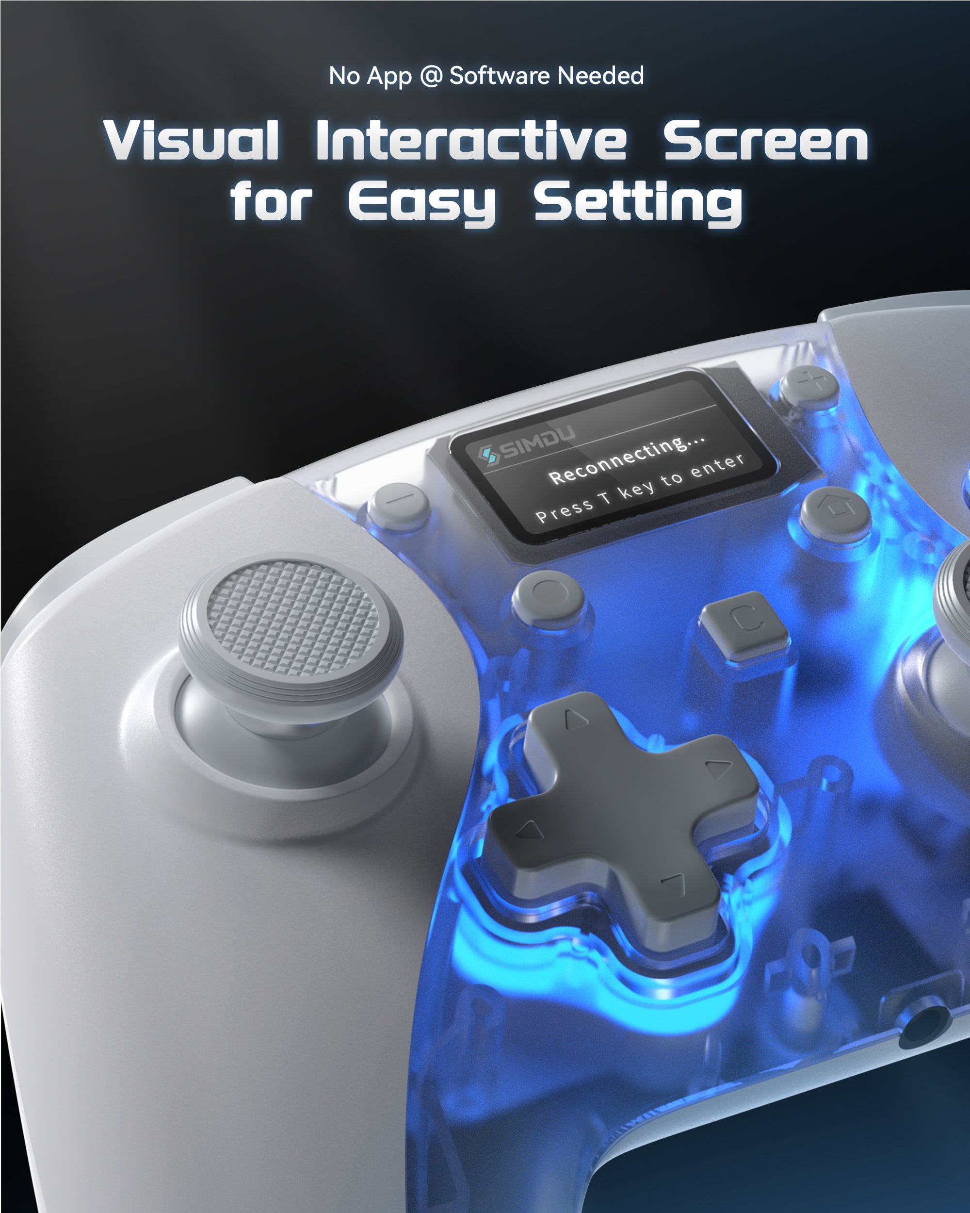 SIMDU Starship-01 Wireless Game Controller with RGB Lighting, Hall Effect Joysticks & Motion Control